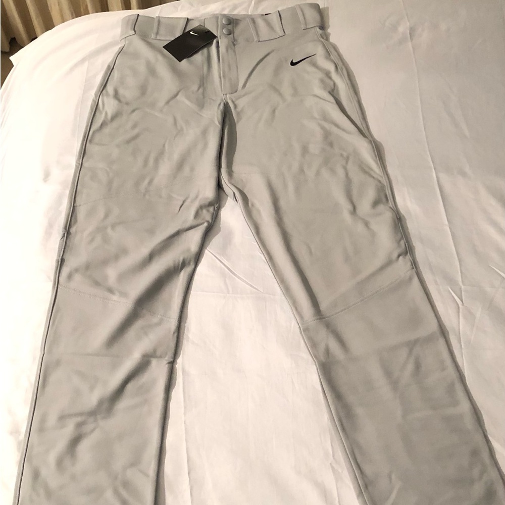 Nike Vapor Pro Light Gray Baseball Pants with Black Swoosh